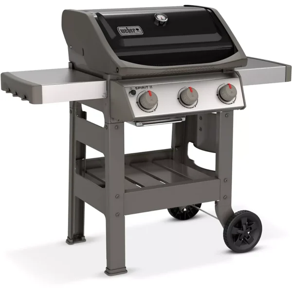 Barbecue gaz WEBER Spirit II E-310 noir grill e et plancha 3 bruleurs sur chariot, 60x44 cm
