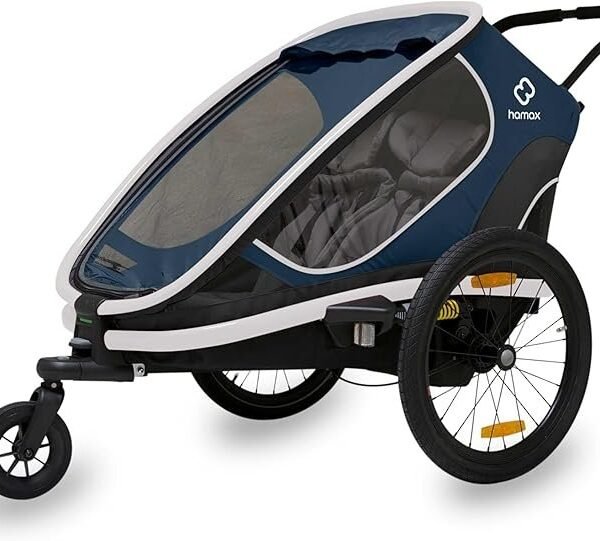 Remorque velo enfant 2 places Hamax Outback - navy / white
