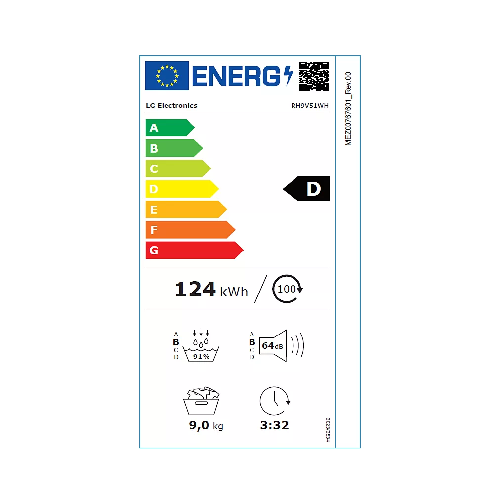 Sèche linge pompe à chaleur LG RH9V51WH – Image 3
