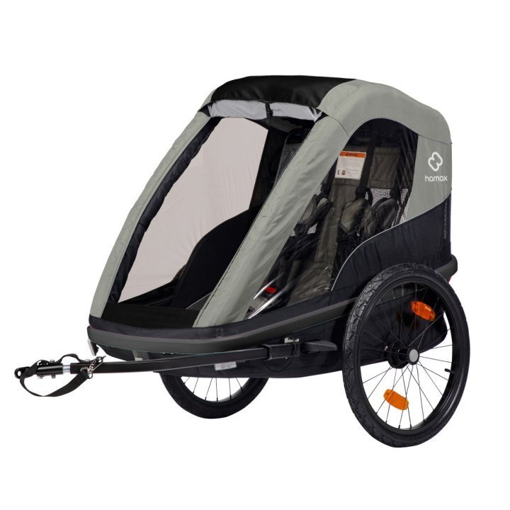 Remorque enfant velo Hamax pour 2 Enfants - Avenida - vert olive – Image 10